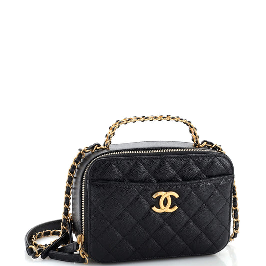 Pick Me Up Logo Handle Vanity Case Quilted Caviar Small