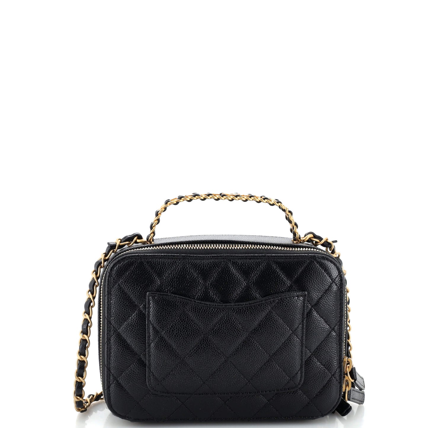 Pick Me Up Logo Handle Vanity Case Quilted Caviar Small