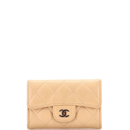 Classic Flap Card Case Quilted Caviar