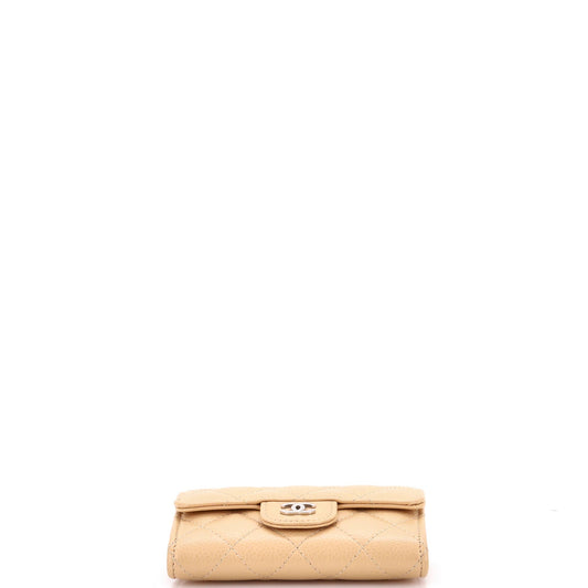 Classic Flap Card Case Quilted Caviar