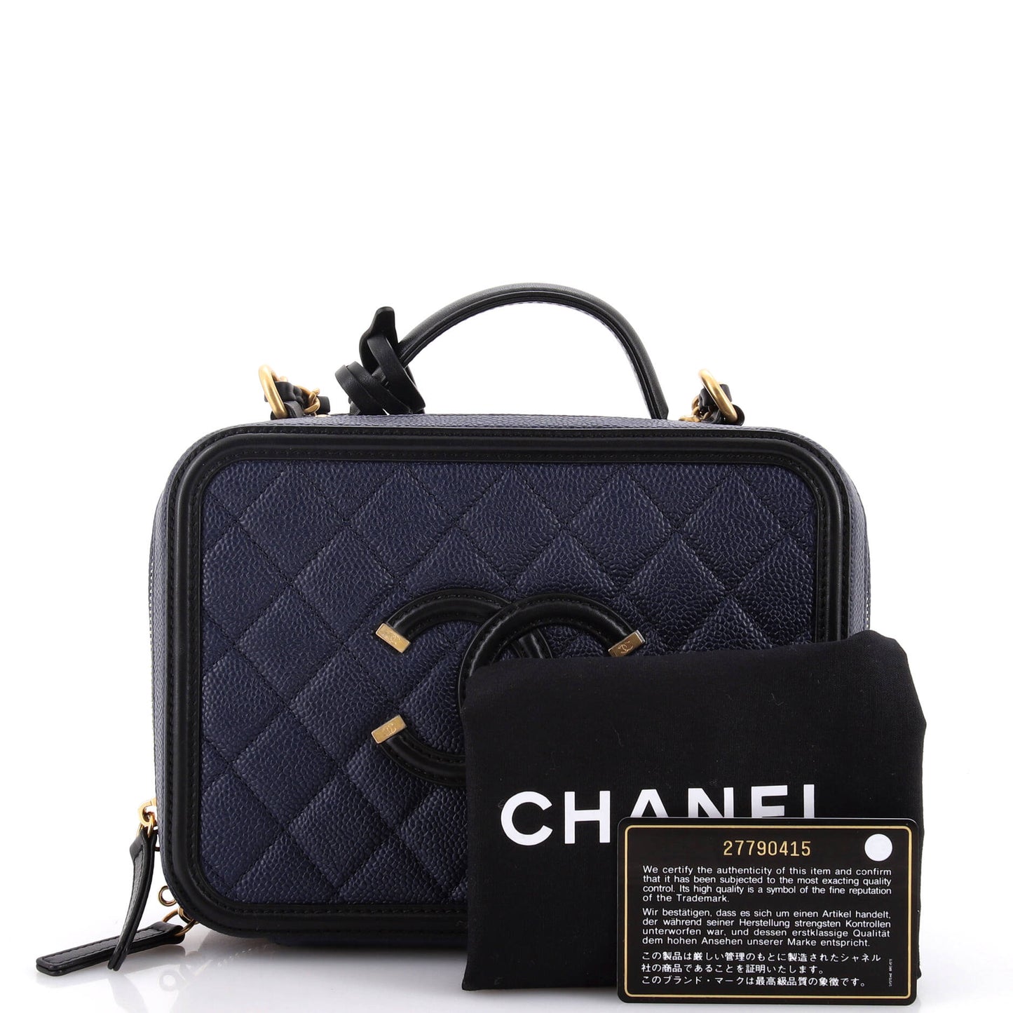 Filigree Vanity Case Quilted Iridescent Caviar Medium
