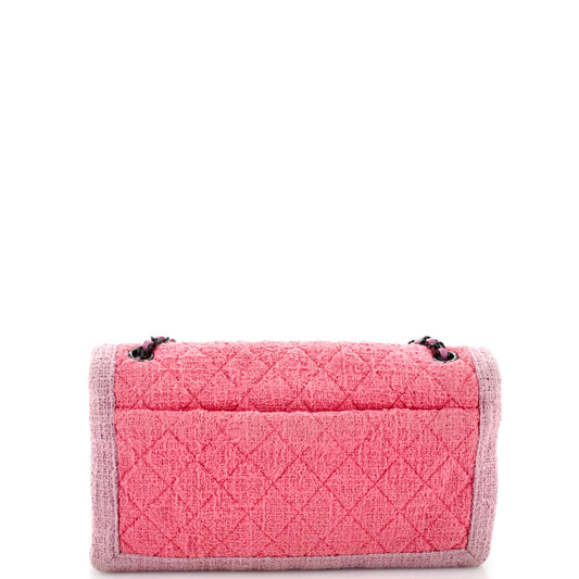 Two Tone Flap Bag Quilted Tweed Small