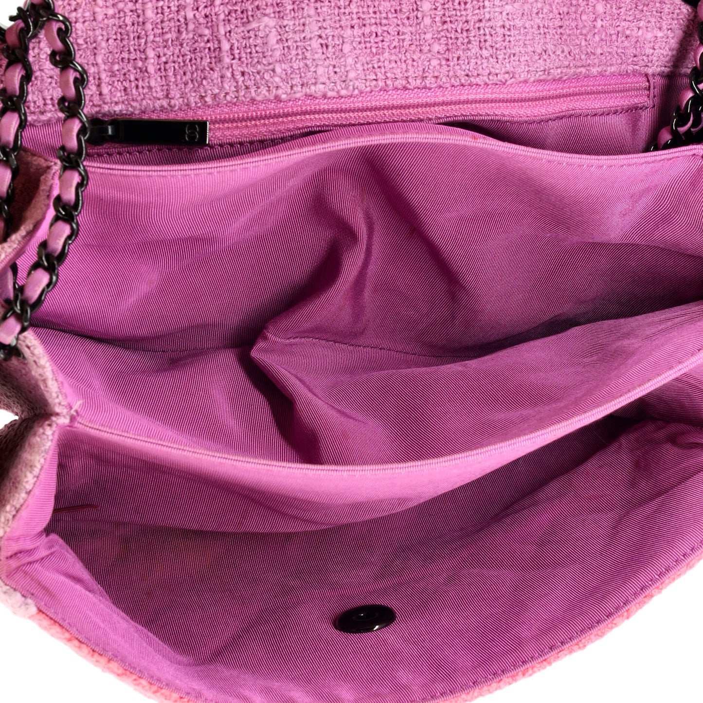 Two Tone Flap Bag Quilted Tweed Small