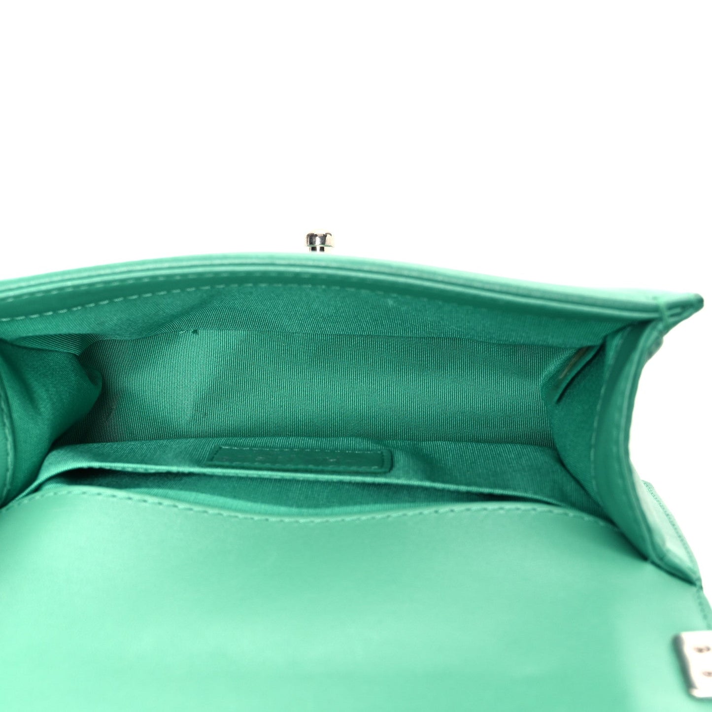Amelia Lambskin Rubber Quilted Small Tone Boy Flap Green Black