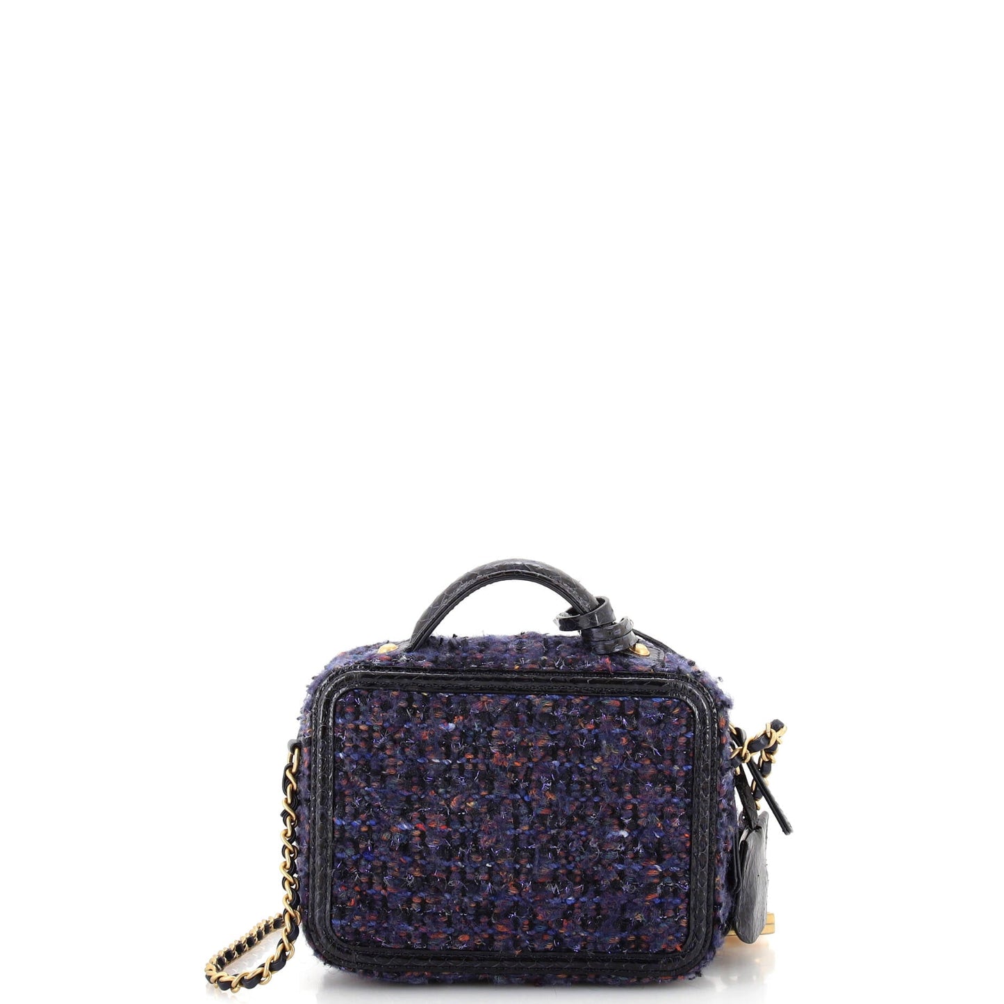Filigree Vanity Case Quilted Tweed with Snakeskin Small