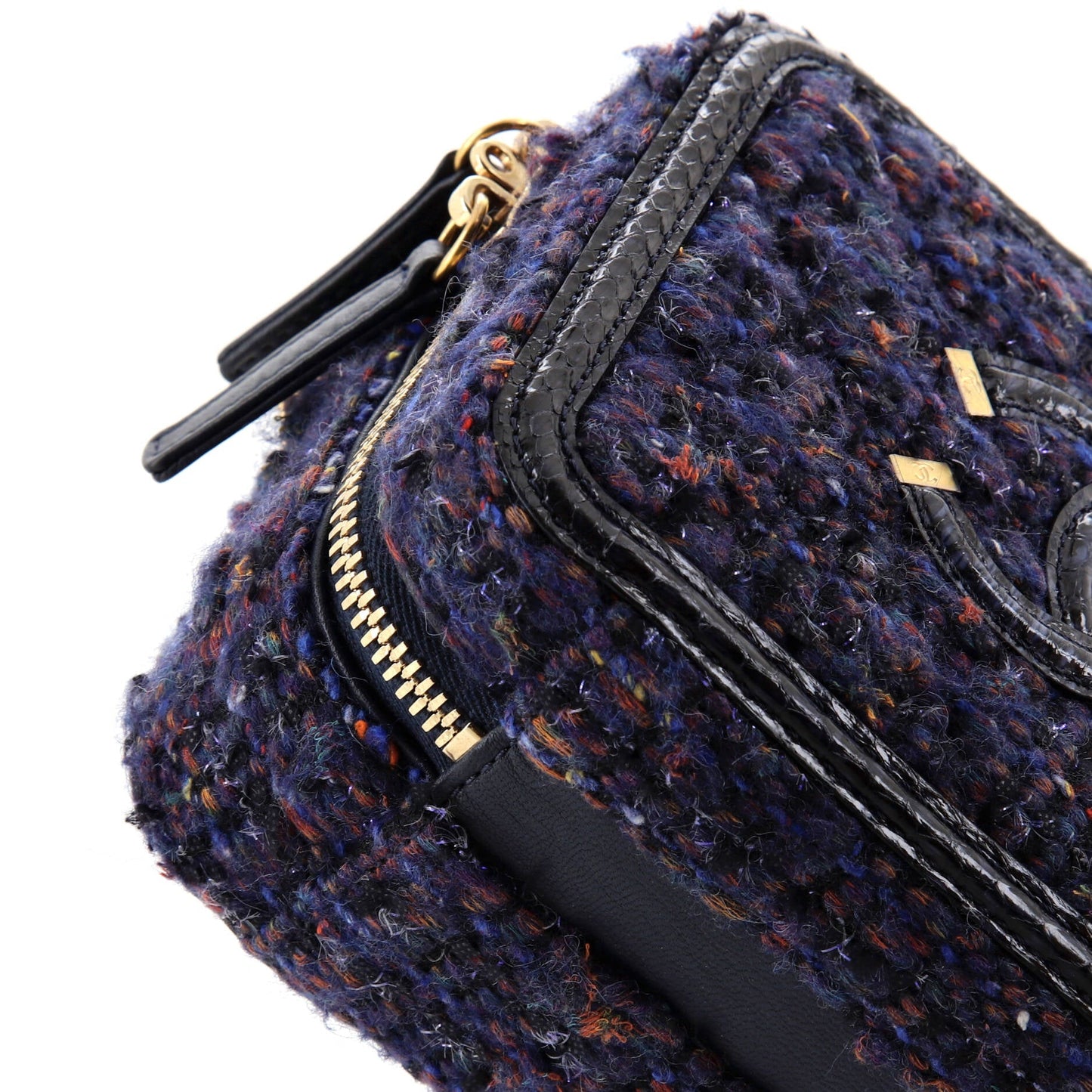 Filigree Vanity Case Quilted Tweed with Snakeskin Small