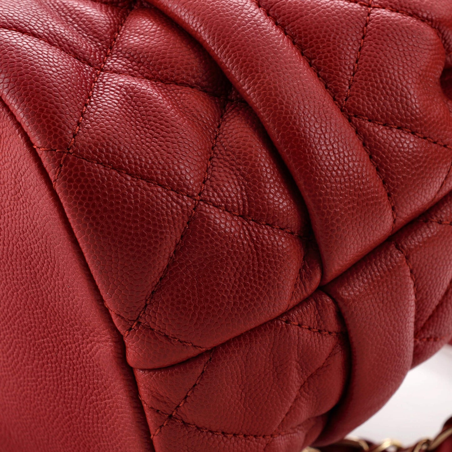 Rolled Up Drawstring Bucket Bag Quilted Caviar Small
