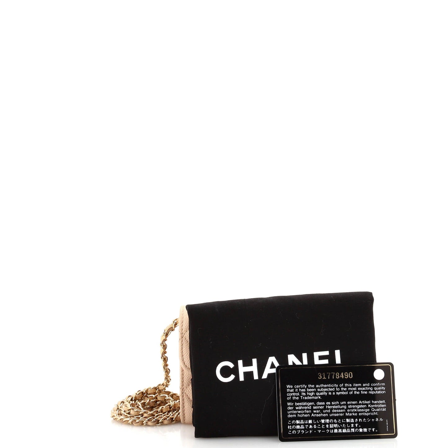 Classic Zip Around Card Holder on Chain Quilted Caviar Mini