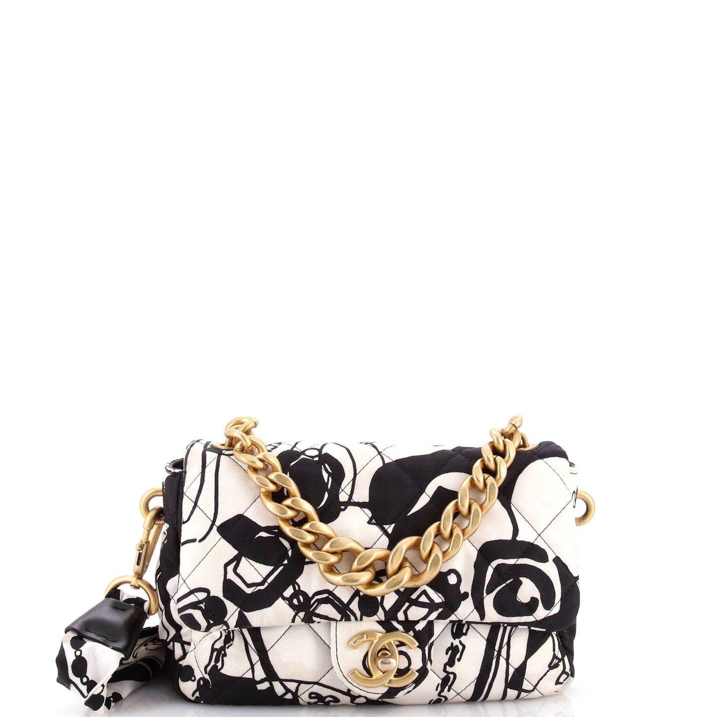 Deer Coco Flap Bag Quilted Printed Canvas Mini