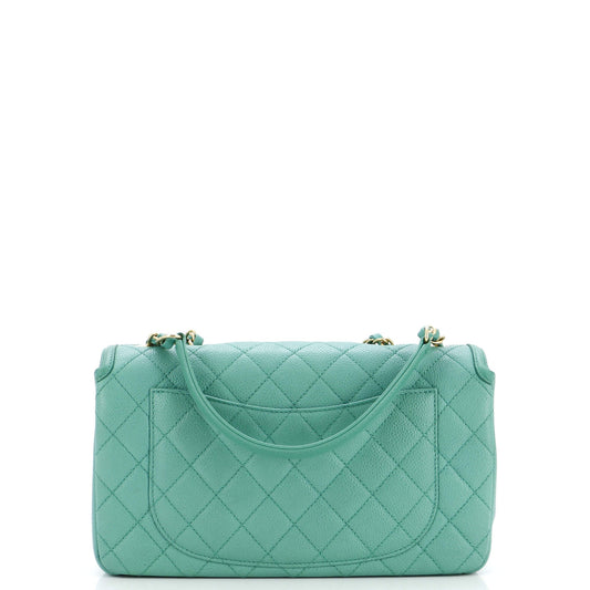 Filigree Flap Bag Quilted Caviar Medium