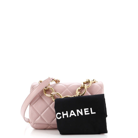 Color Match Flap Bag Quilted Lambskin Small