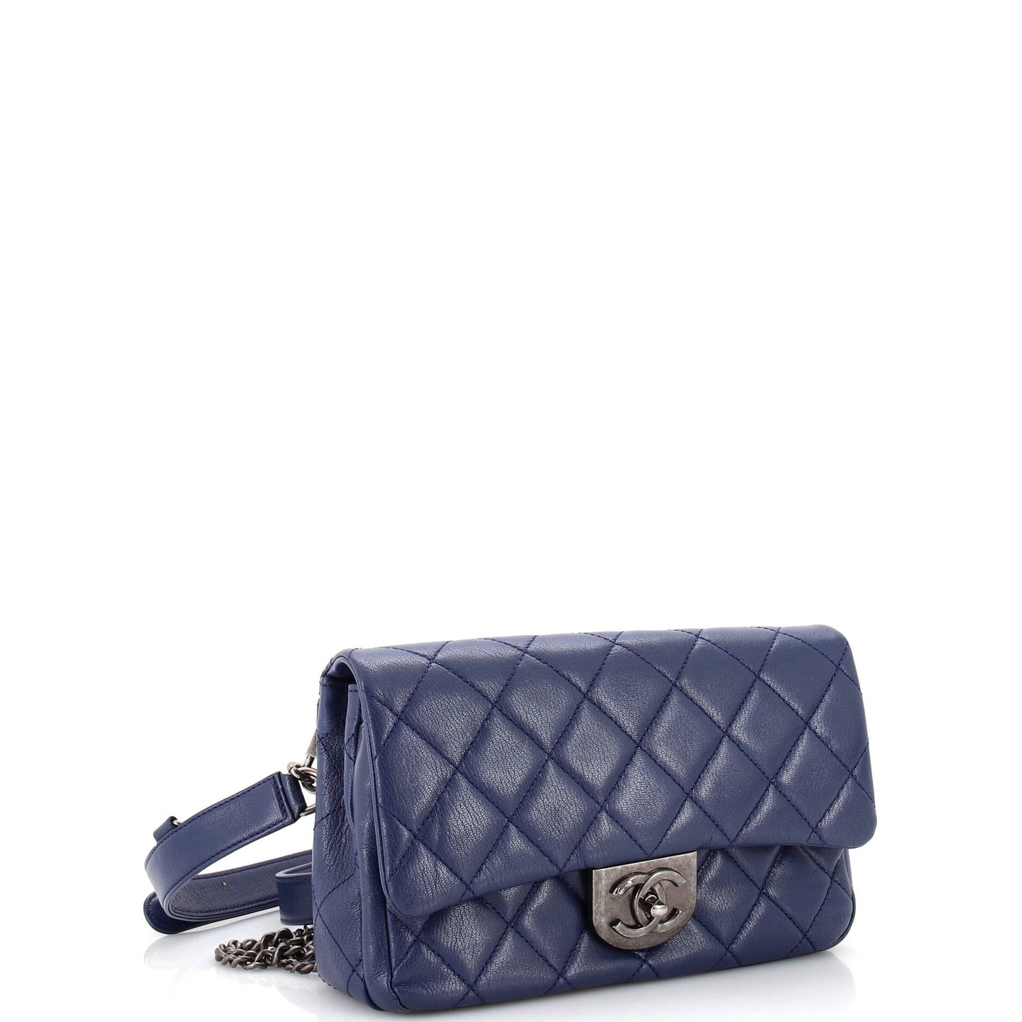 Double Carry Chain Waist Bag Quilted Goatskin Small