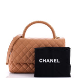 Coco Top Handle Bag Quilted Caviar with Chain Detail Handle Small