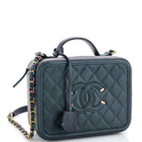 Filigree Vanity Case Quilted Iridescent Caviar Medium