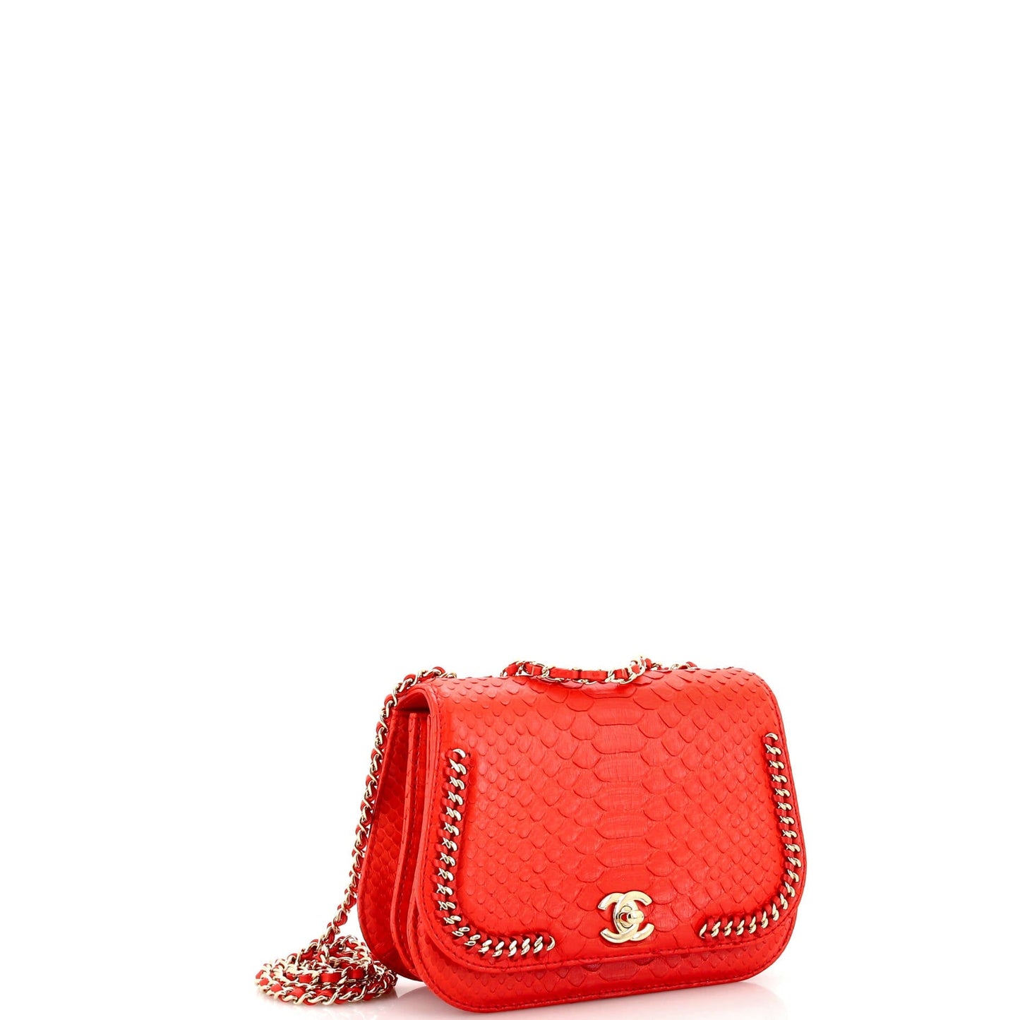 Braided Chic Flap Bag Python Small