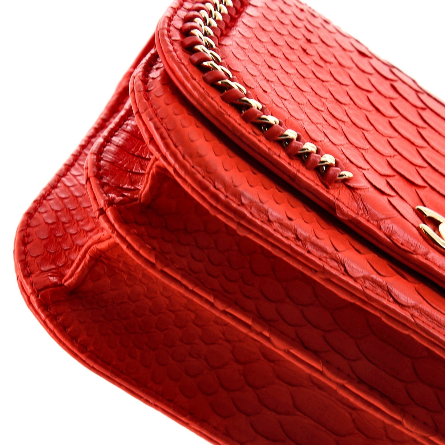 Braided Chic Flap Bag Python Small