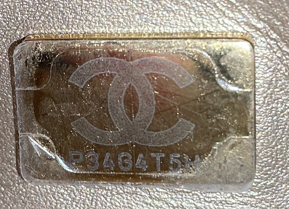 Crystal Logo Letters Chain Handle Flap Bag Quilted Lambskin Small