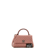 Coco Top Handle Bag Quilted Caviar with Lizard Small