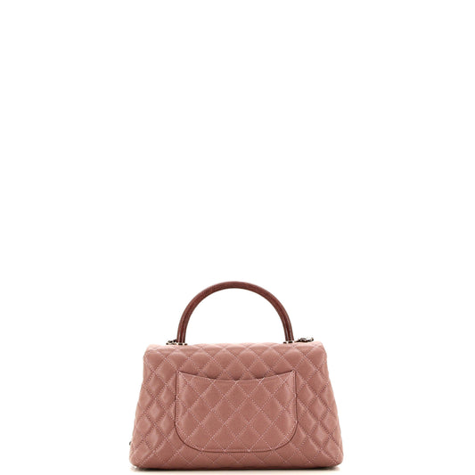 Coco Top Handle Bag Quilted Caviar with Lizard Small
