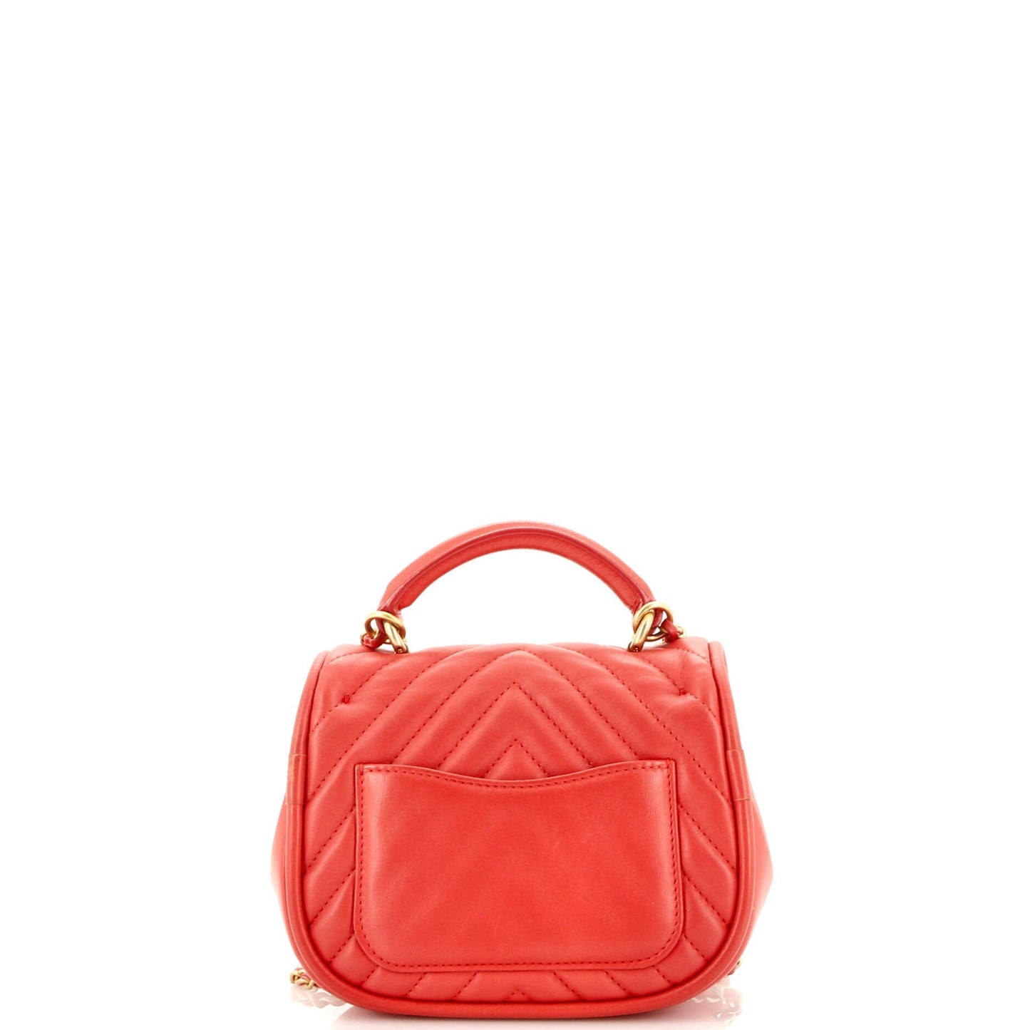 Reversed Round Flap Bag Chevron Lambskin Mini