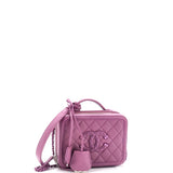 Filigree Vanity Case Quilted Lambskin with Chain Detail Small