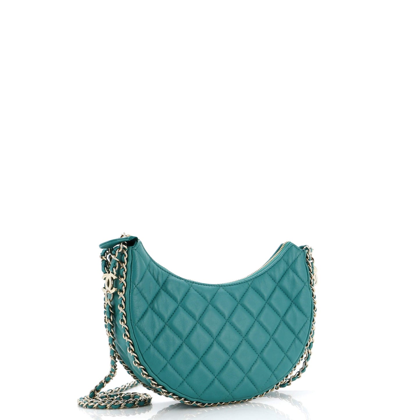Chain Around Hook Hobo Quilted Lambskin Small