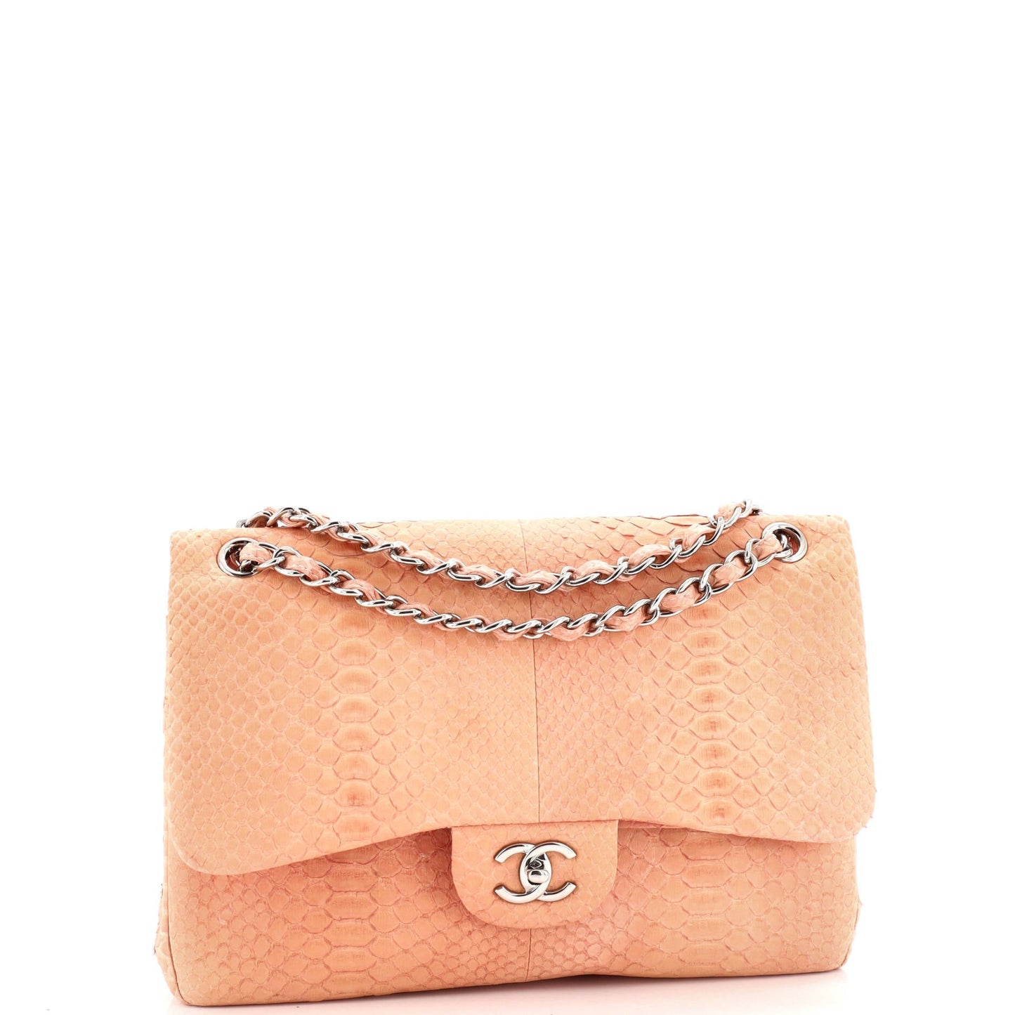 Classic Double Flap Bag Matte Python Jumbo