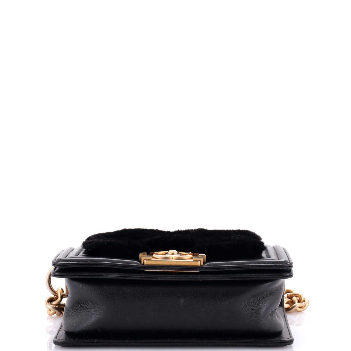 Top Handle Boy Flap Bag Fur Small