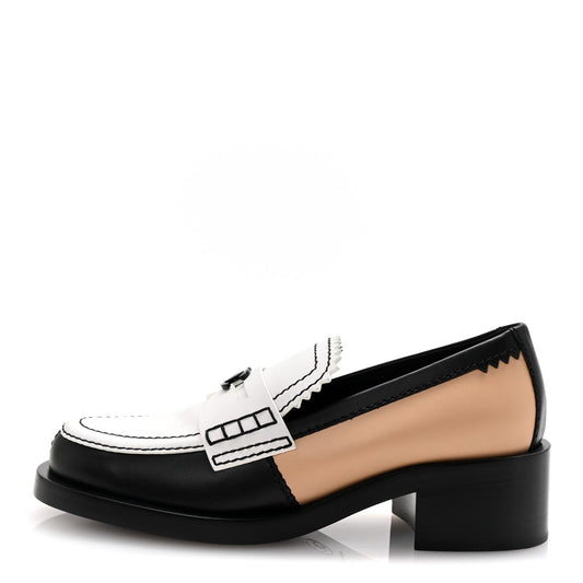 Amelia Calfskin CC Loafers 38 Black White Beige