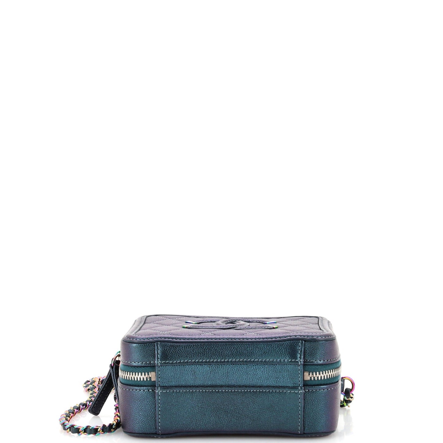 Filigree Vanity Case Quilted Iridescent Caviar Small