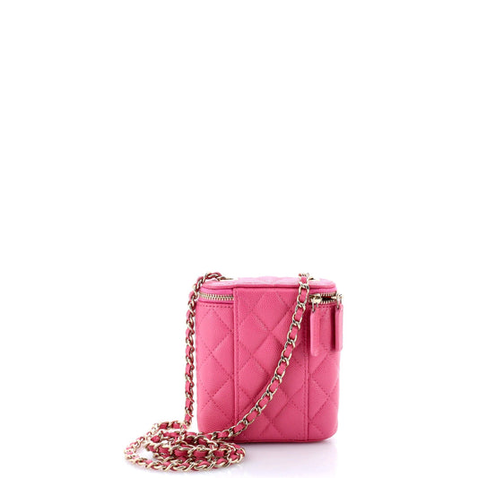 Vertical Classic Vanity Case with Chain Quilted Caviar Mini