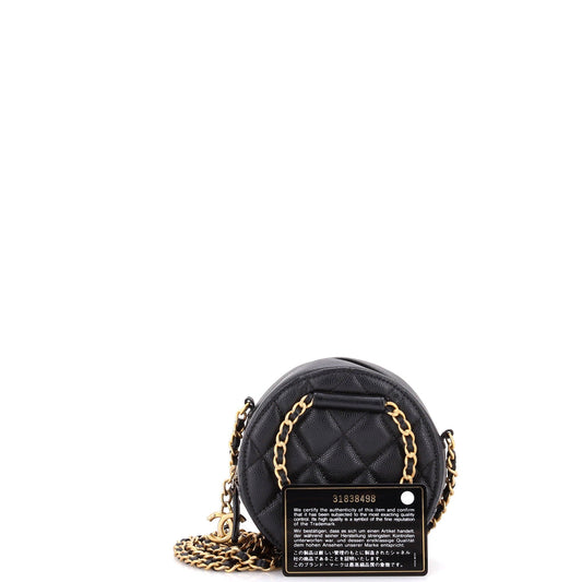 In The Loop Round Clutch with Chain Quilted Caviar Mini
