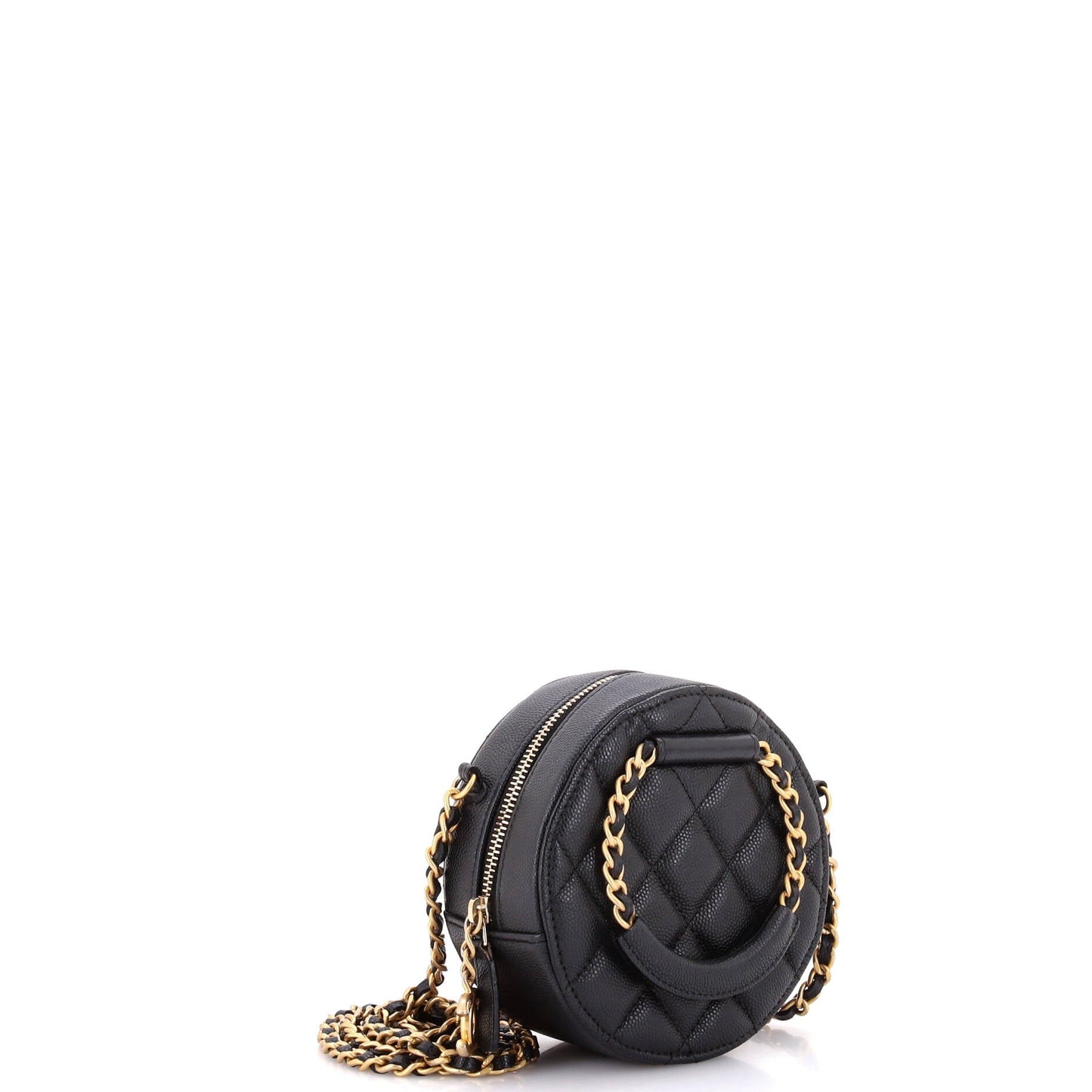 In The Loop Round Clutch with Chain Quilted Caviar Mini