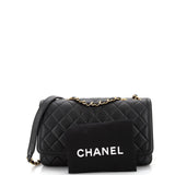 Filigree Flap Bag Quilted Caviar Medium