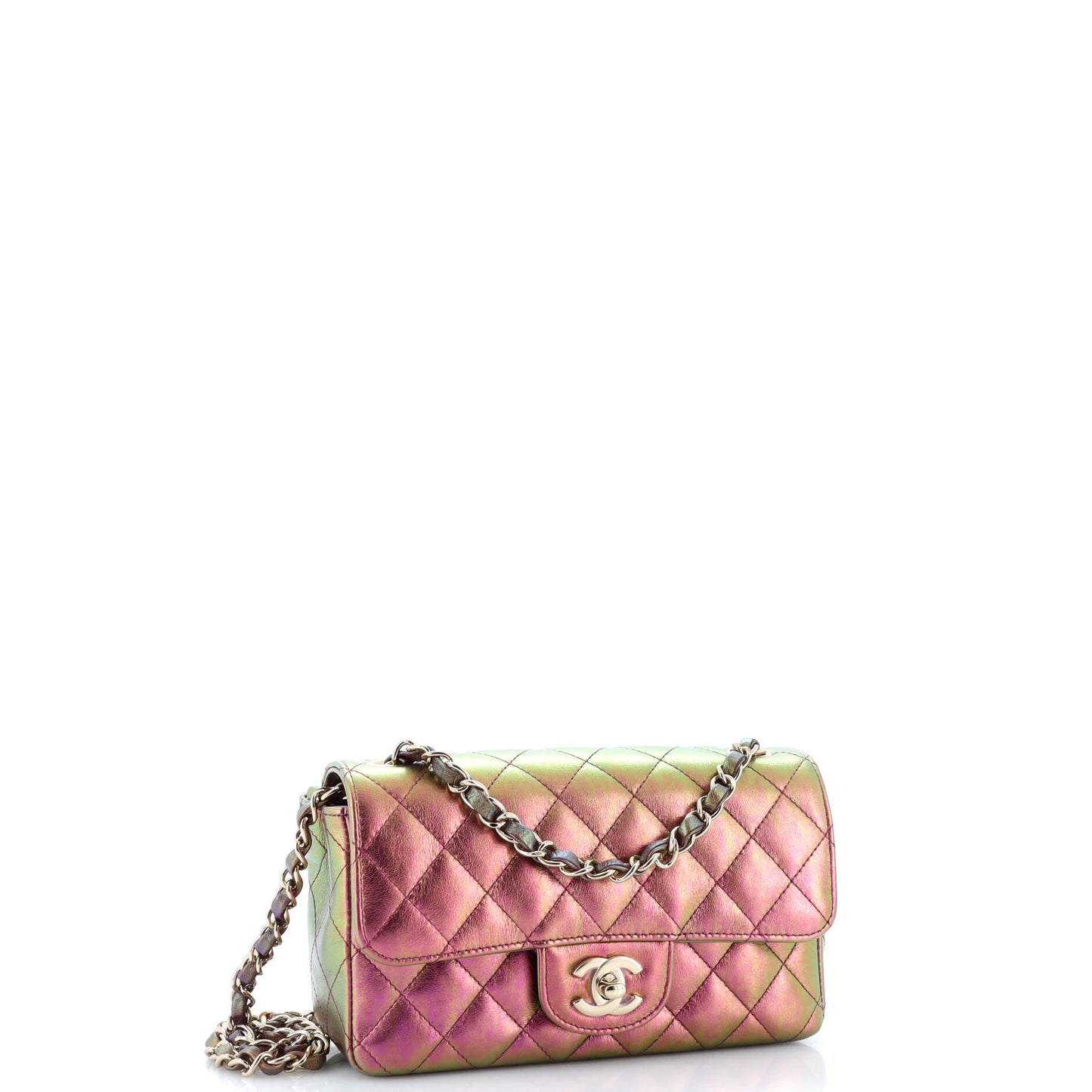 Classic Single Flap Bag Quilted Iridescent Lambskin Mini