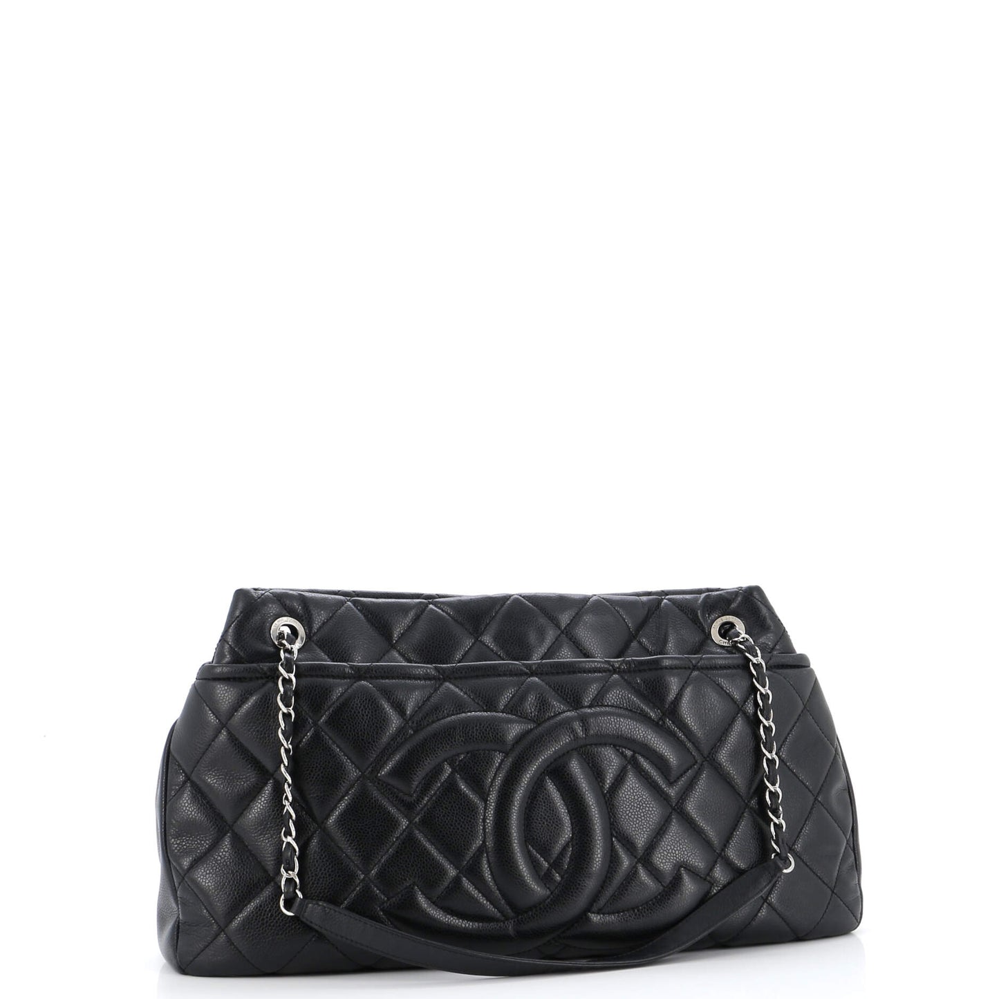 Timeless CC Soft Tote Quilted Caviar Large