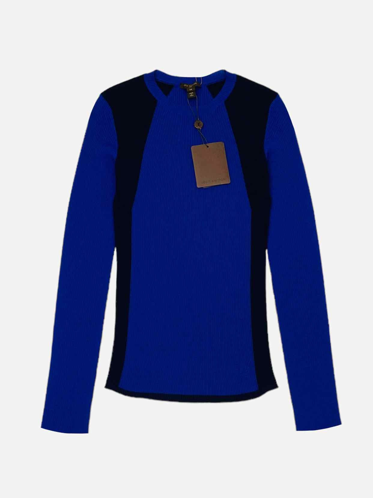 LOUIS VUITTON Blue w/ Black Ribbed Size Medium Jumper