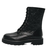 Louis Vuitton Calfskin Monogram Territory Flat Ranger Boots Black