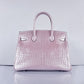 Hermes Birkin 35cm 6089 New Crocodile Vein Handbags Pink Silver