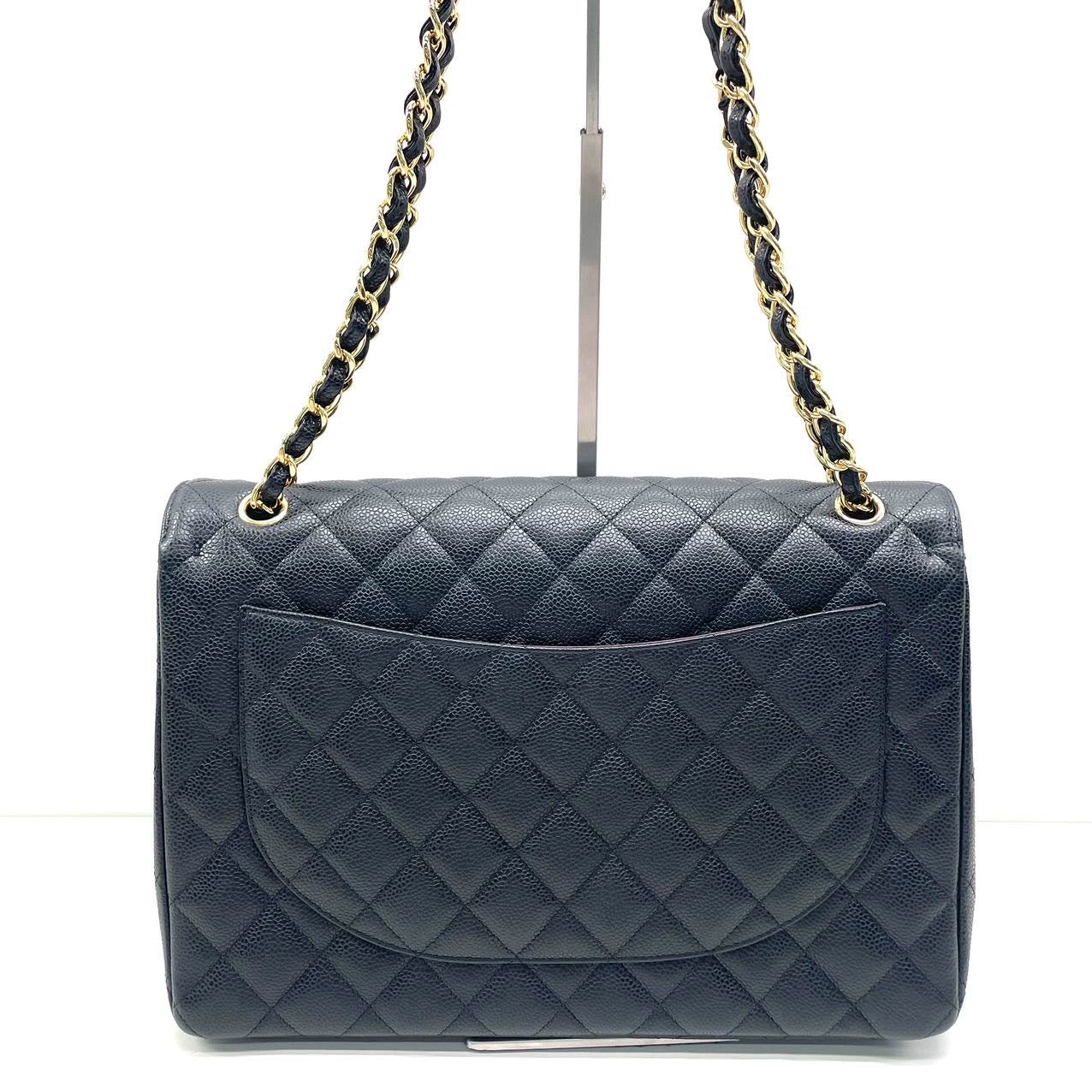 Chanel Classic Flap Maxi Black Caviar Leather Double Flap with Gold Hardware, 2014-2015