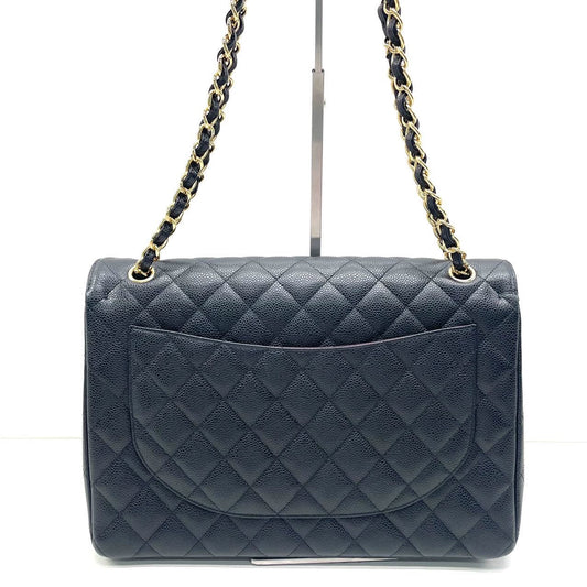 Chanel Classic Flap Maxi Black Caviar Leather Double Flap with Gold Hardware, 2014-2015