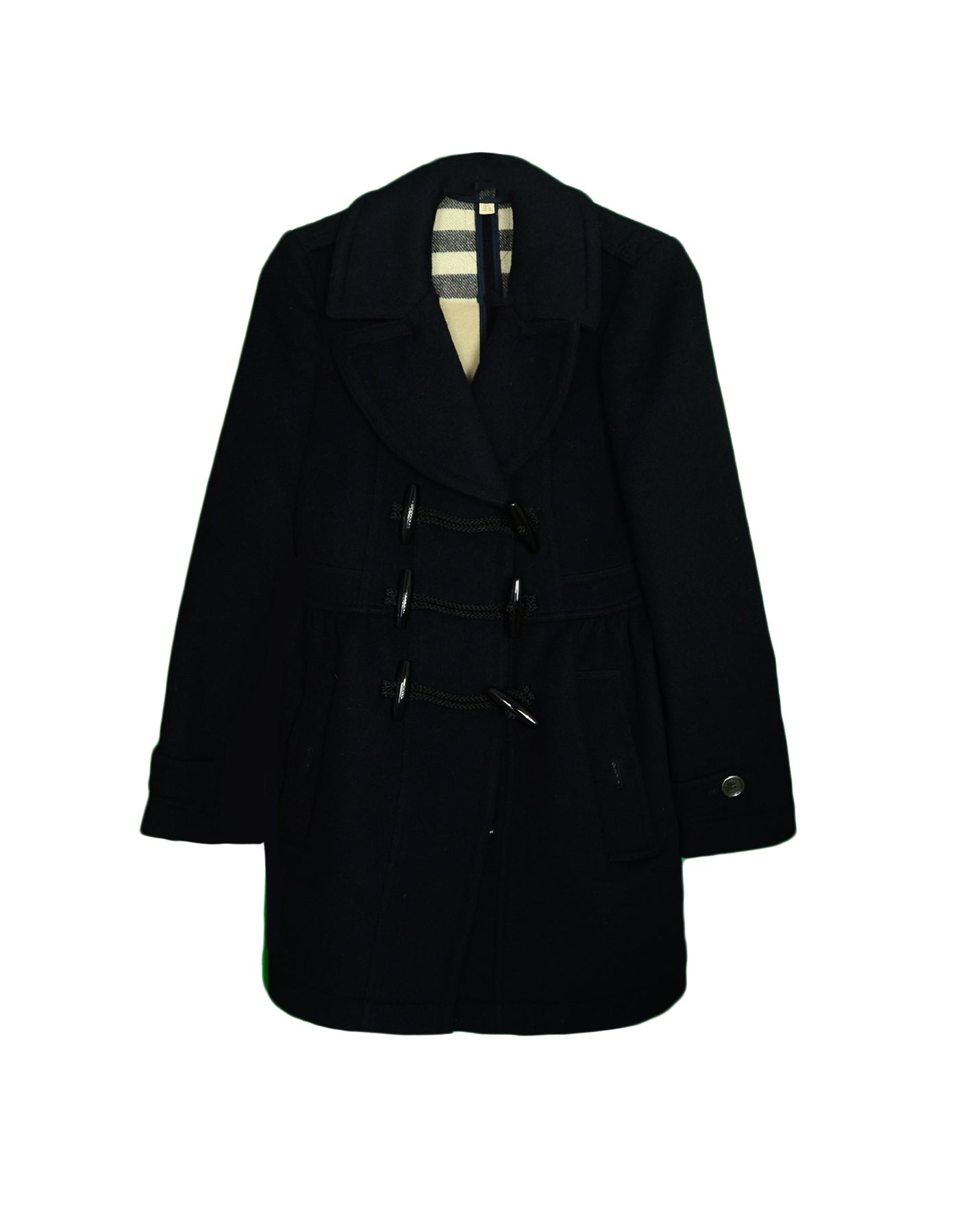 Burberry Black Wool Coat w/ Toggle sz 4