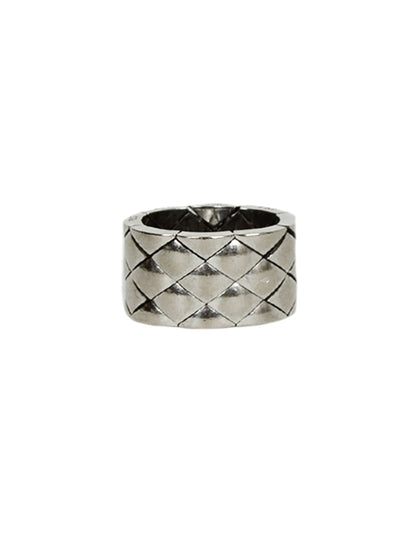 Chanel 18k White Gold Coco Crush Matelasse Thick Band Ring 52/6