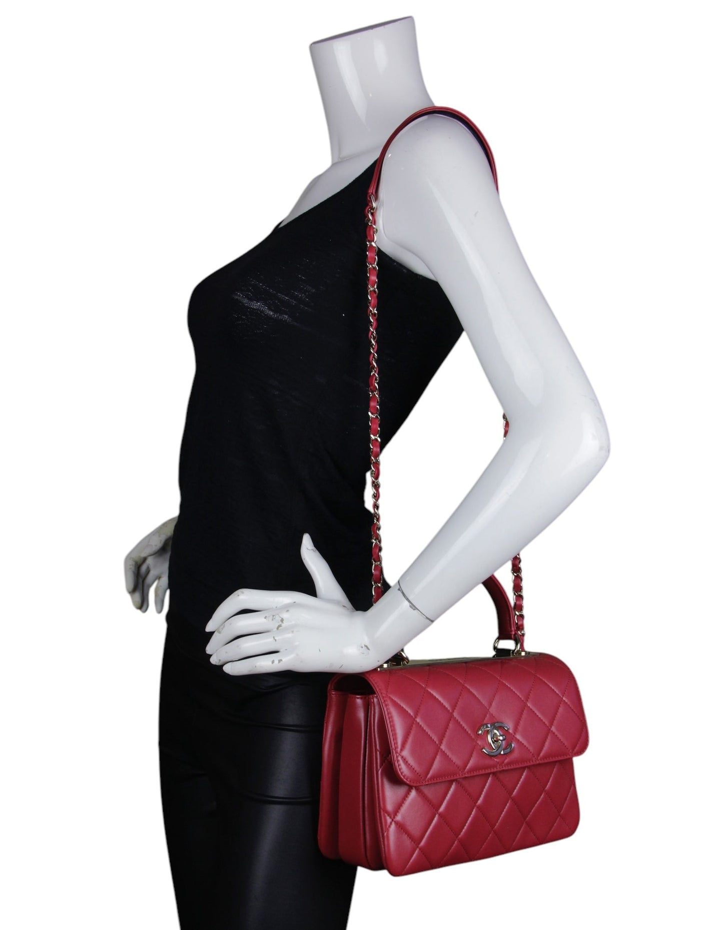 Chanel 2024 Dark Red Small Trendy CC Dual Handle Flap