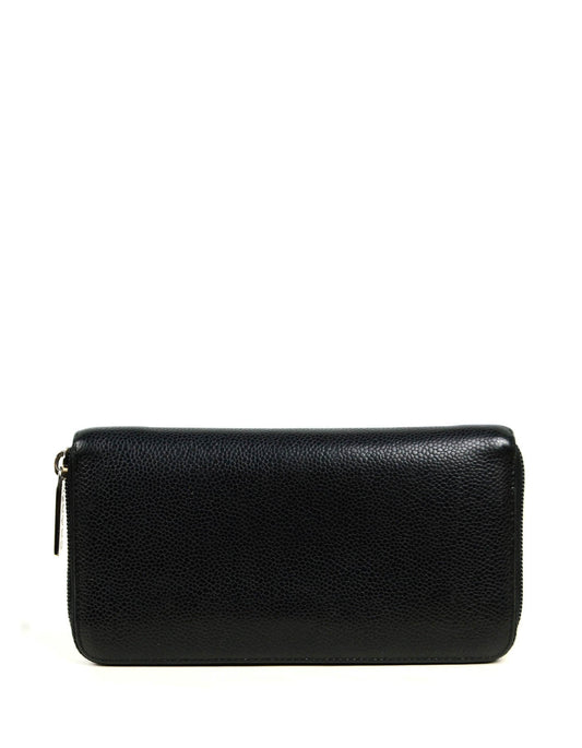 Chanel Black Caviar Leather CC Timeless Zip around Long Wallet