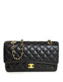 Chanel Black Caviar Leather 10" Medium Double Flap Classic Bag