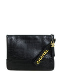 Chanel NEW Black Crocodile Embossed Gabrielle Wristlet Bag