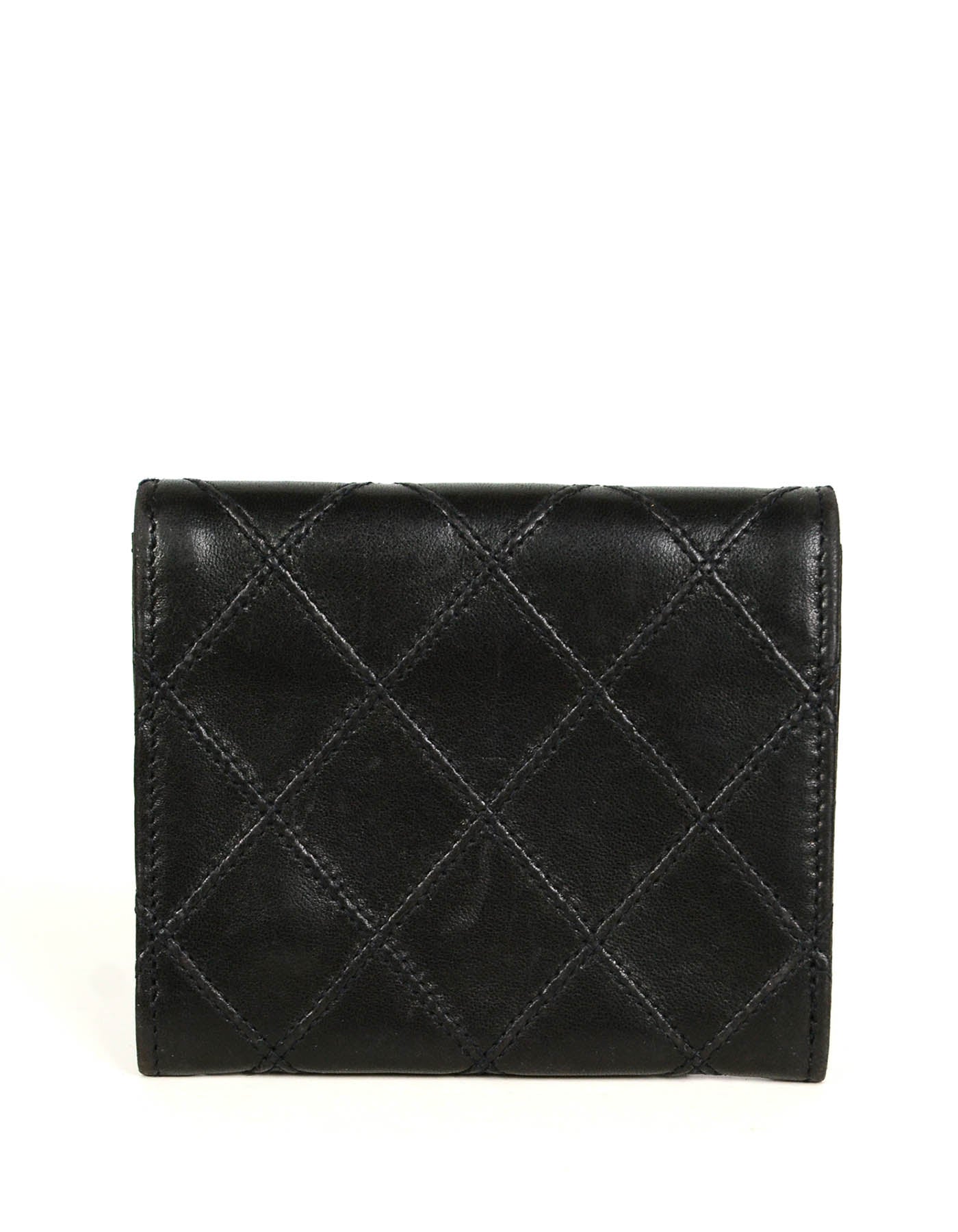 Chanel Black Lambskin Leather Quilted Card Case