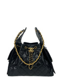 Chanel 2025 Black Leather Small 25 Hobo