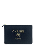 Chanel Navy/Gold Glitter Large Deauville Pouch Bag
